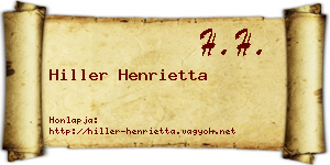 Hiller Henrietta névjegykártya